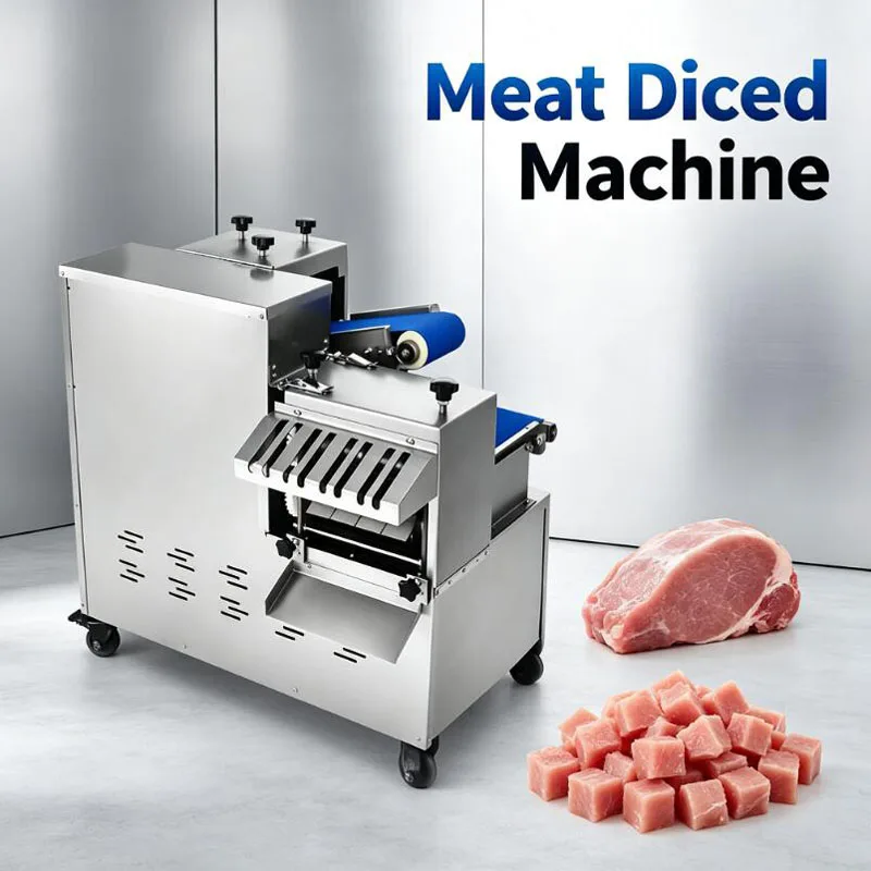 Commercial Automatic Meat Cutter Fresh Meat Dicing Machine 3 Blade Group One Time Forming Meat Dicer For Pork Beef Mutton Chicke