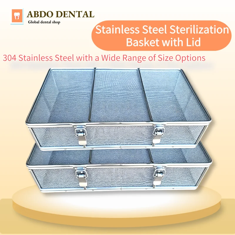Dental Sterilization Net Basket 304 Stainless Steel Sterilization Basket with Lid – Autoclave Compatible for Medical Instruments