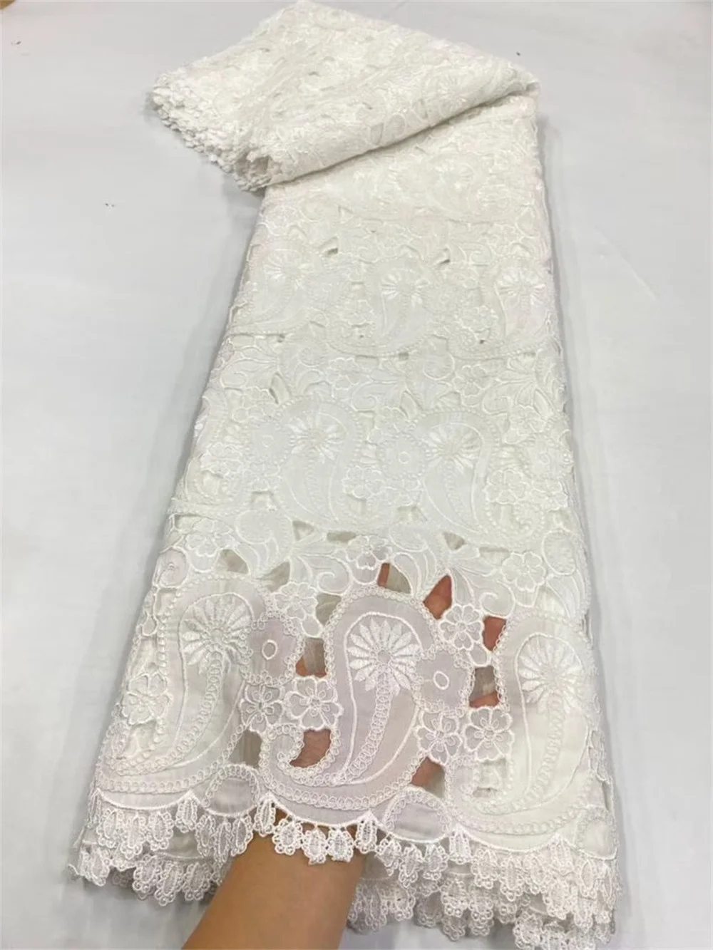 

2025 Nigerian High-Quality Tulle Lace Fabric for Sewing Wedding Party Dress Chiffon Guipure Embroidery Cotton 5Yard JL520