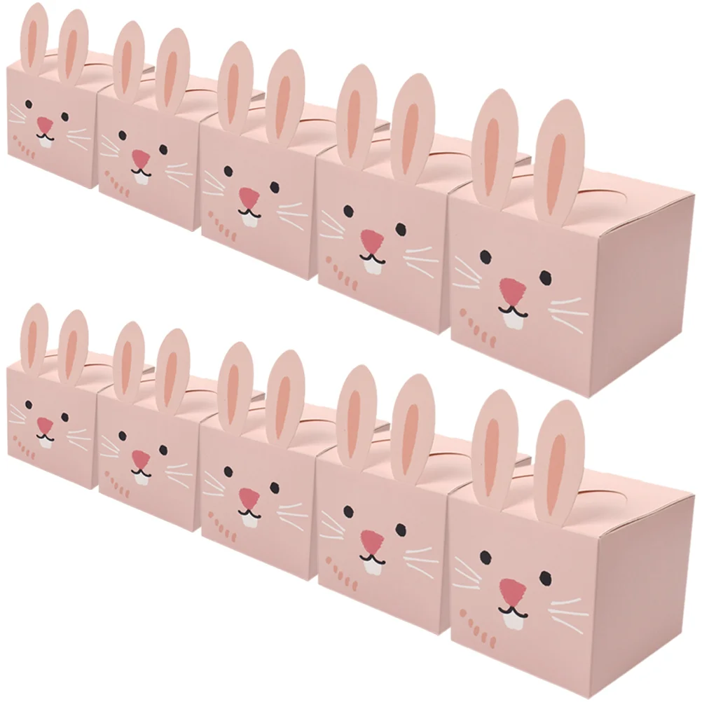 12 Pcs Gift Storage Case Treat Boxes Candy Packaging Decorate Packing Paper Bunny Holiday Cookie