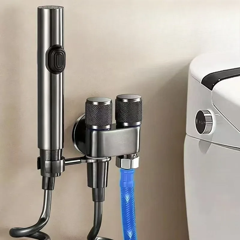 

G1/2 Thread Handheld Shower Head, High Pressure Handheld Toilet Bidet Spray Faucet, Toilet Brass Core Angle Valve Spray Head Set