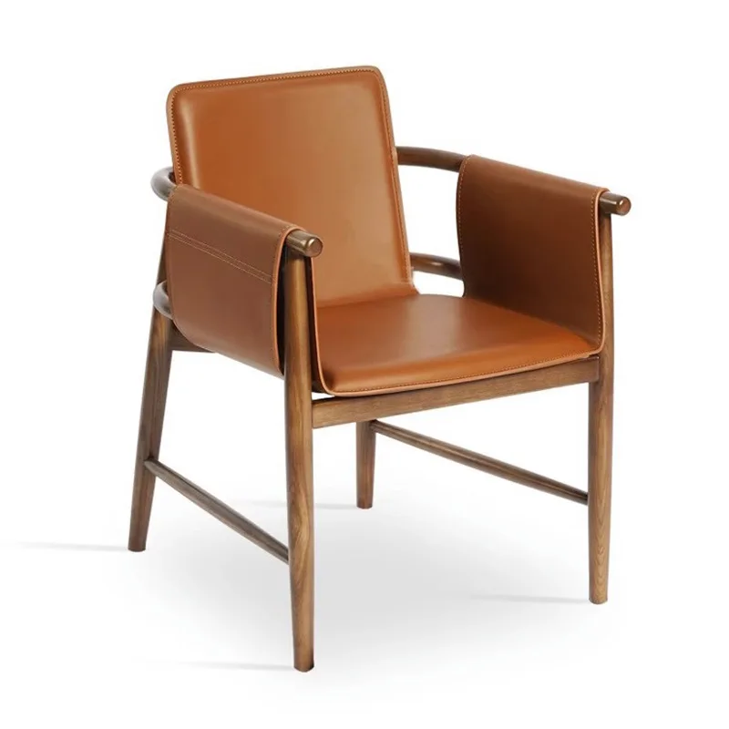 

Седло из кожи ясеня, обеденный стул из цельного дерева, элитный стул для кафе, зоны переговоров, стул для отдыха, современная простая дизайнерская модель