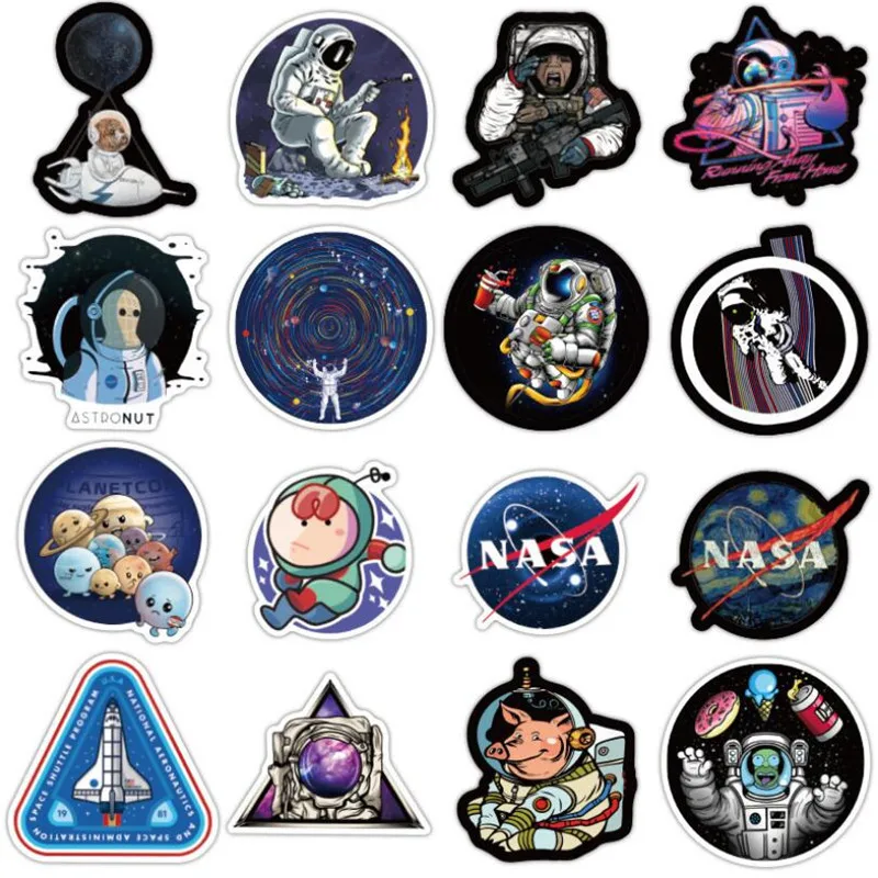 50PCS Creative Space Exploration Astronaut American Drama Cartoon Graffiti Car Luggage Laptop Guitar Waterproof Sticker