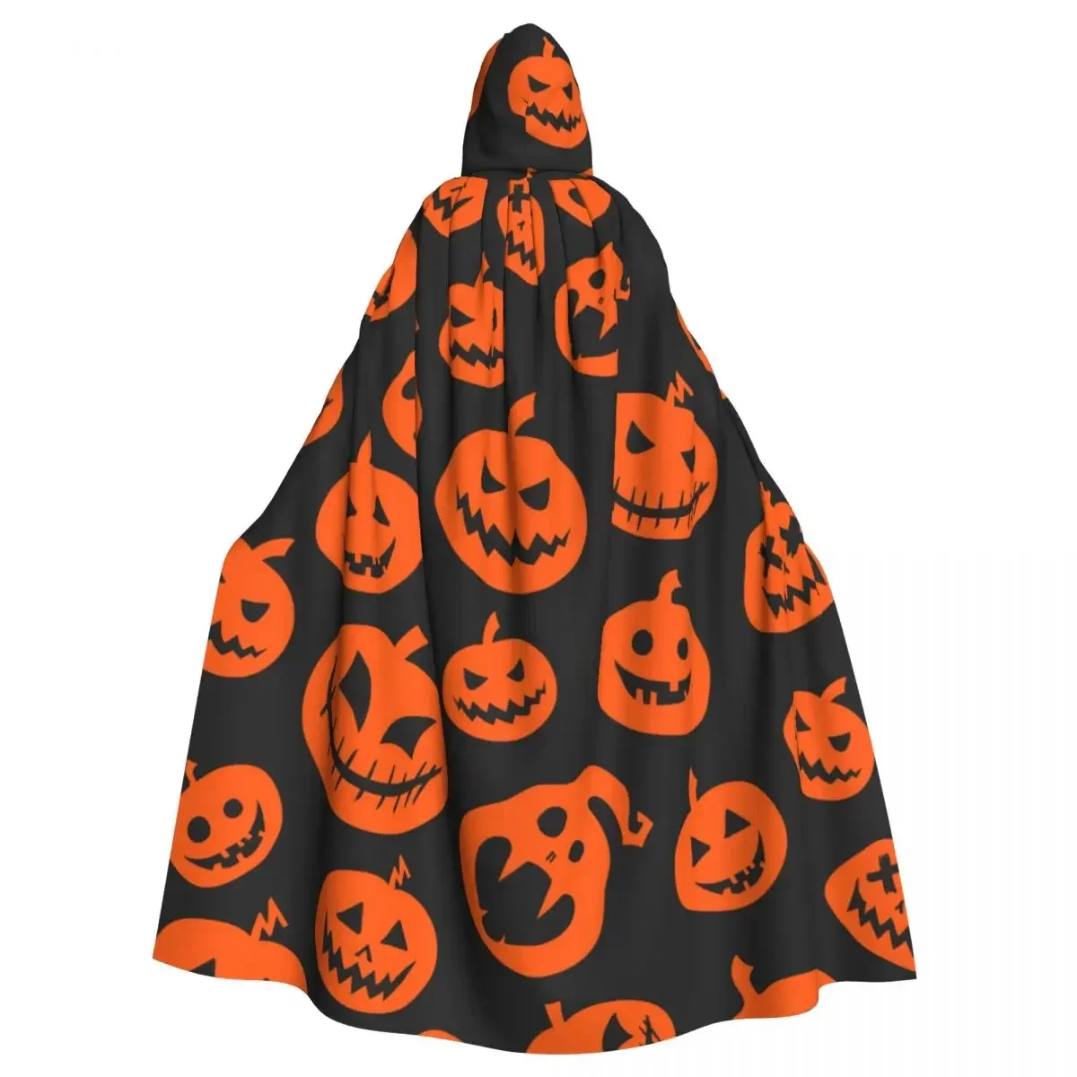 Adult Vampire Cape Hooded Robe Halloween Pumpkin Illustration Halloween Full Length Cosplay