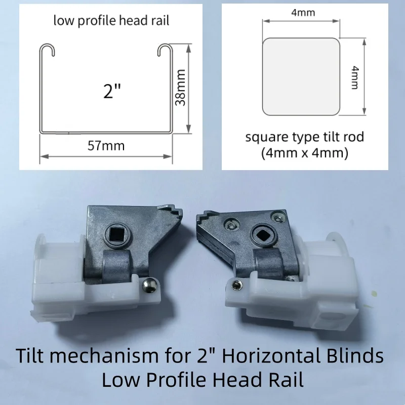 Tilt Mechanism for 2' Horizontal Blinds Low Profile Head Rail 4x4mm Square Type Tilt Rod Blinds Accessories