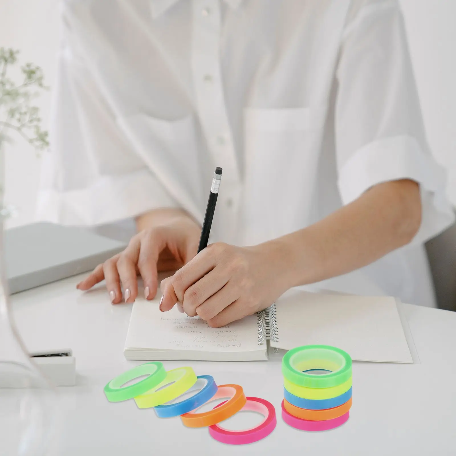 

10 Rolls Waterproof Highlighter Tapes Transparent Colorful Page Markers Adhesive Book Tabs Small Size Easy to Use Carry Schools