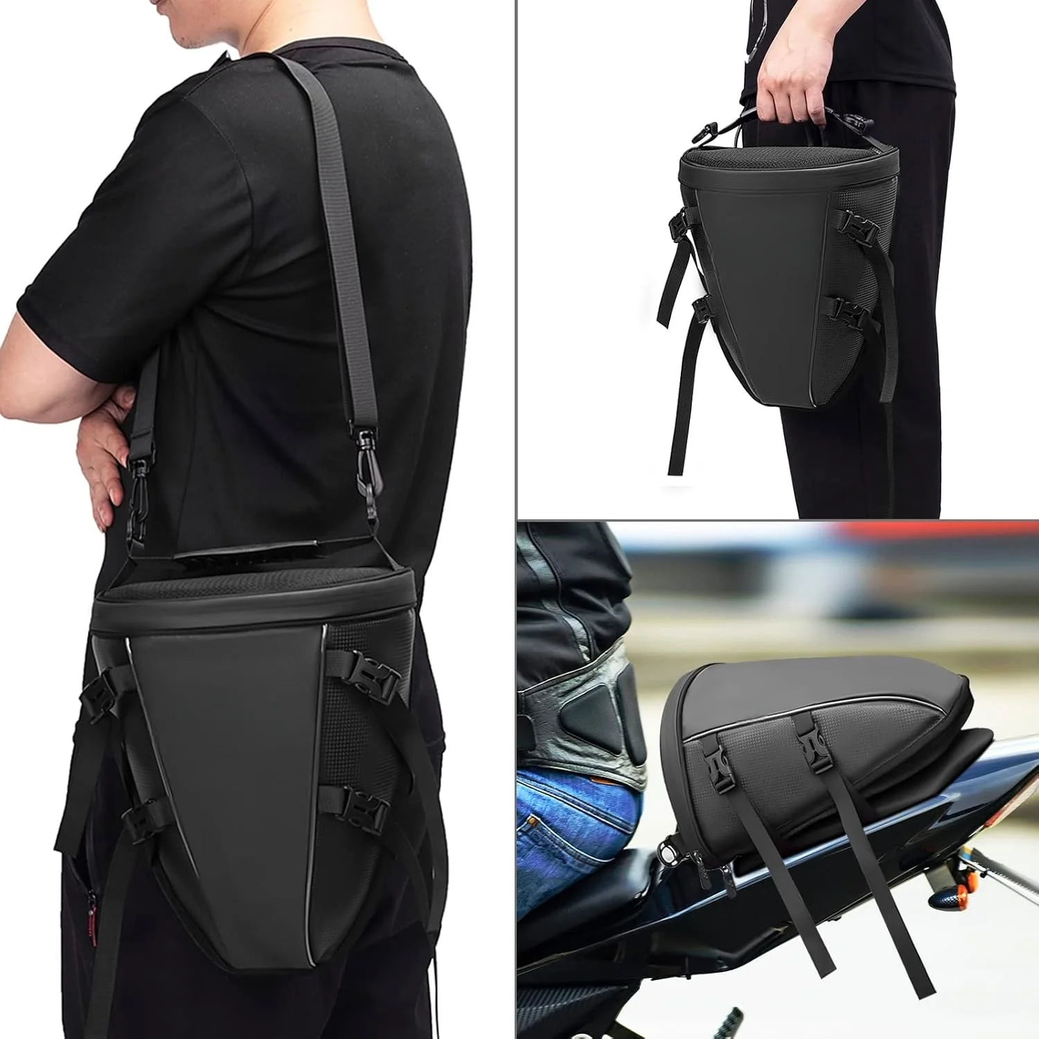 

Motorcycle Tail Bag Multifunctional Waterproof Polyester Storage Saddle Bag, 10L Outdoor Sports Motorbike Rear Seat Light Tank H