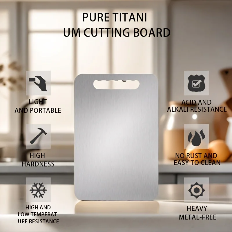 2 Sizes of 100% Pure Titanium Cutting Boards, Lightweight and Portable Kitchen Supplies Suitable for Outdoor Camping Trips, Easy