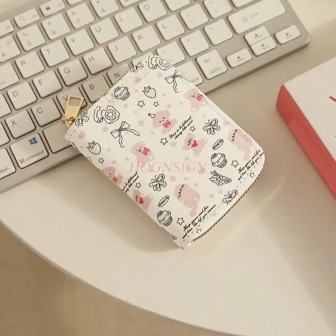 1pcs Cute Little Bear Card Bag Women's Cartoon Multi slot Large Capacity Multi functional Organ ID Storage Card Bag