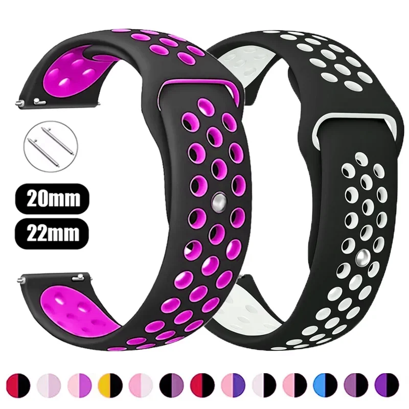 22mm 20mm watch Band for Samsung Galaxy Watch 6-5-pro active 2 44mm sport Silicone Breathable bracelet galaxy watch 6 4 strap