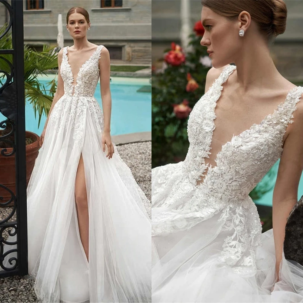 

Customized Delicate White Organza Evening Dress Elegant Graceful V-Neck Spaghetti Straps Bridal Party Sexy Backless Bridal Gowns