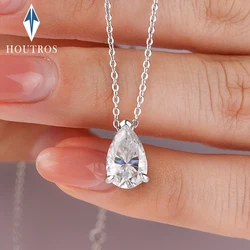4CT Pear Cut D VVS1 Moissanite Pendant Necklace for Women 925 Sterling Silver Plated 18K White Gold Waterdrop Neck Chain Jewelry