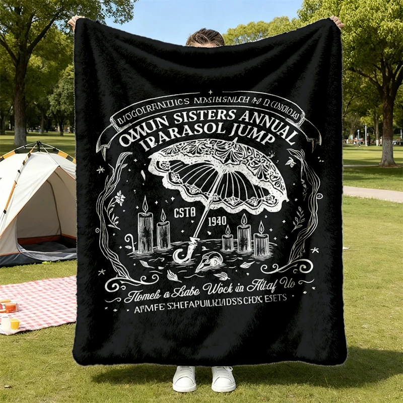 Owens Sisters Annual Parasol Jump Flannel Blanket, Midnight Margaritas Sweater, Retro Halloween Movie Flannel Throw, Pra