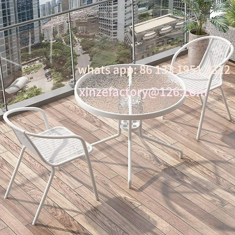 Customizable Outdoor Balcony Three-piece Casual Tea Table and Chair White Combination Folding One Table and Two Chairs