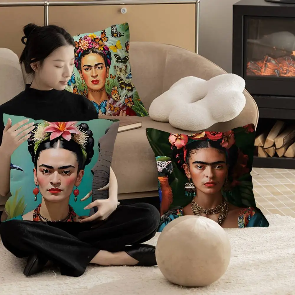 Artist F-Frida K-Kahlo Cushion Cover Car Throw Pillow Case For Sofa Car Christmas Gift 40x40cm 45x45cm
