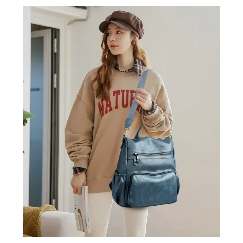 New Backpack Fashion Casual Large-capacity Pu Leather Backpack Ladies Female Student Schoolbag Shoulder Bags Purse for Women