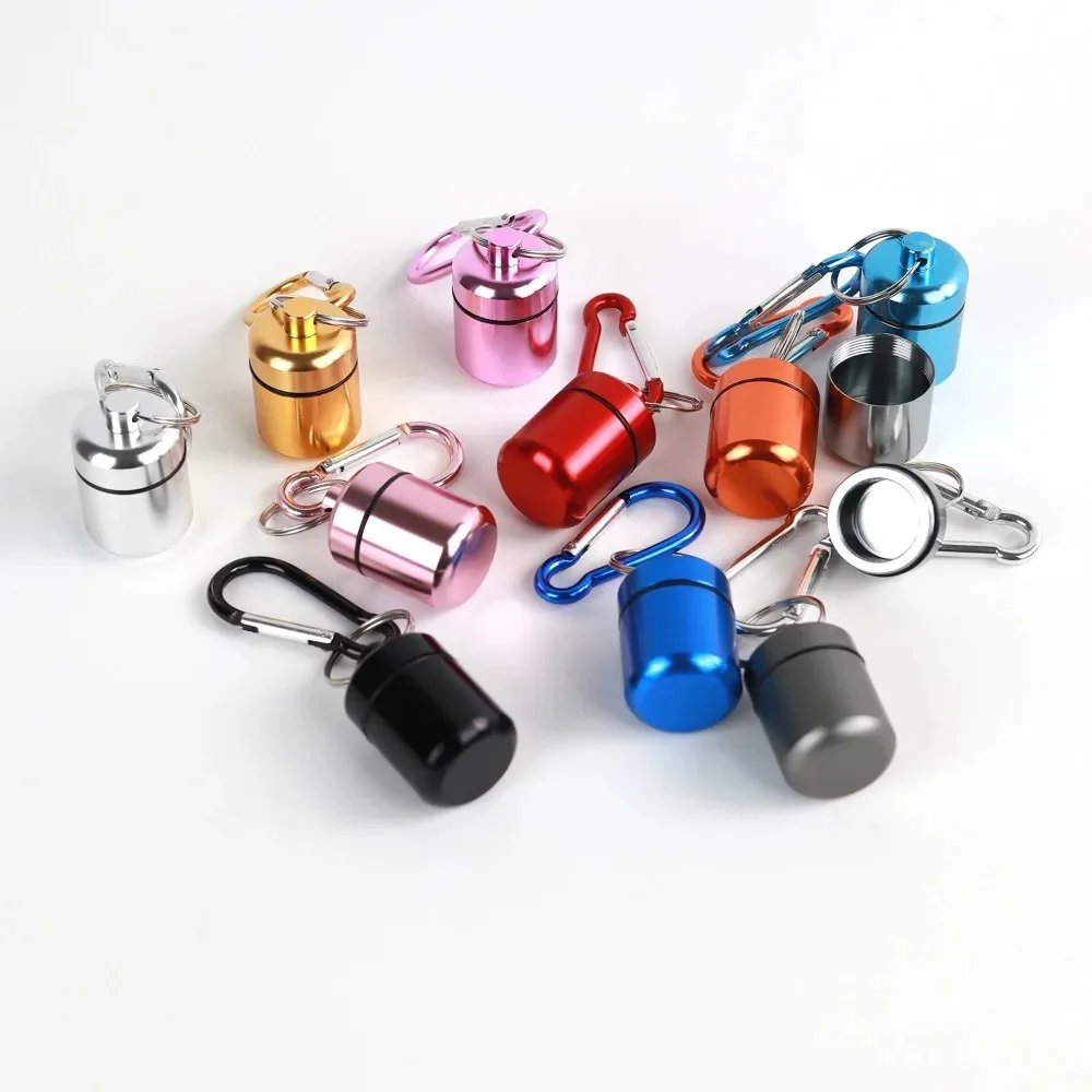 New Hot Premuim Portable Aluminum Waterproof Pill Cases Box Earplug Keychain Case Travel Container for Jewelry or Ear Plug Sleek