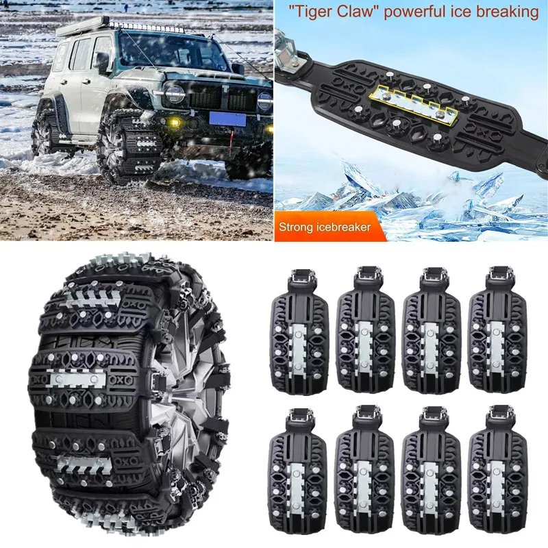 8PCS Winter Anti skid Chains for Car Tires Snow Mud Road Emergency Snow Tire Chain Suv off road 4x4 Anti Slip Strap Accessories