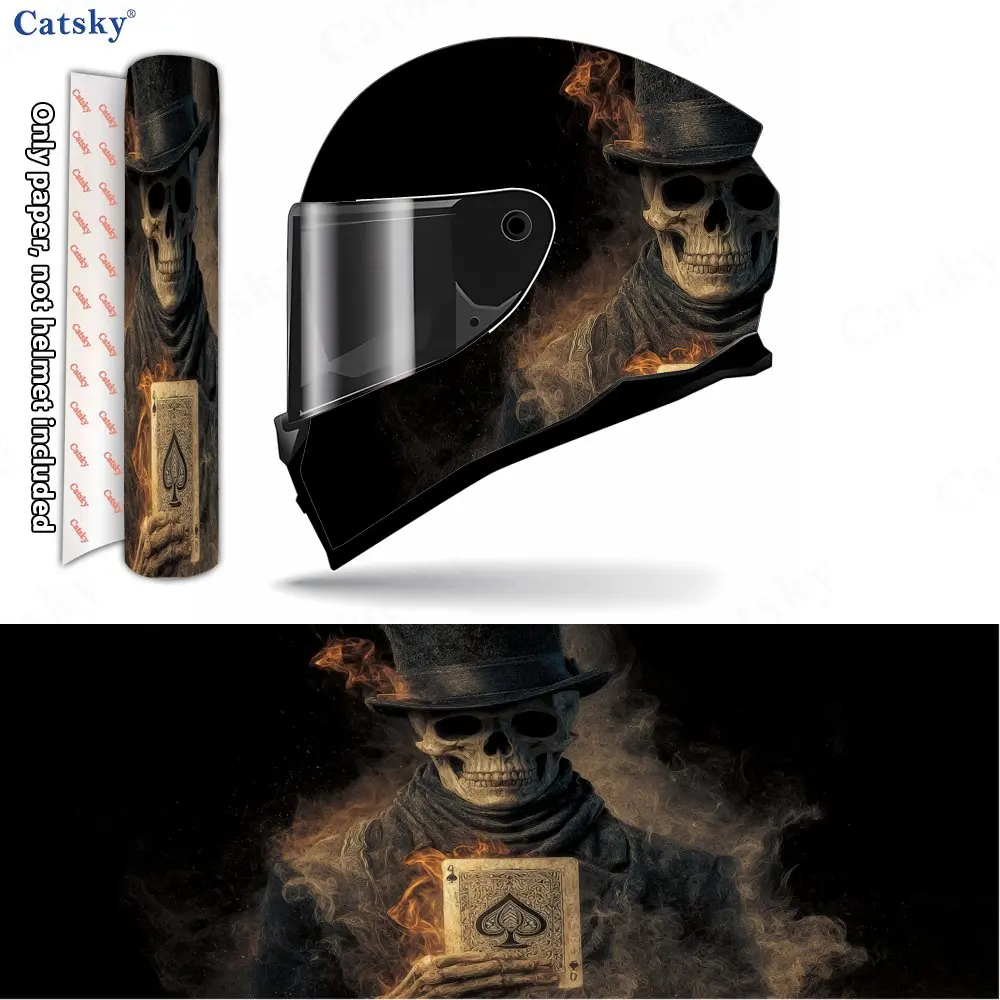Smoky-shadowed Skull Pattern Helmet stickers , PVC Material Multifunctional Helmet Stickers, Scratch-Resistant & Fade-Proof, Eas