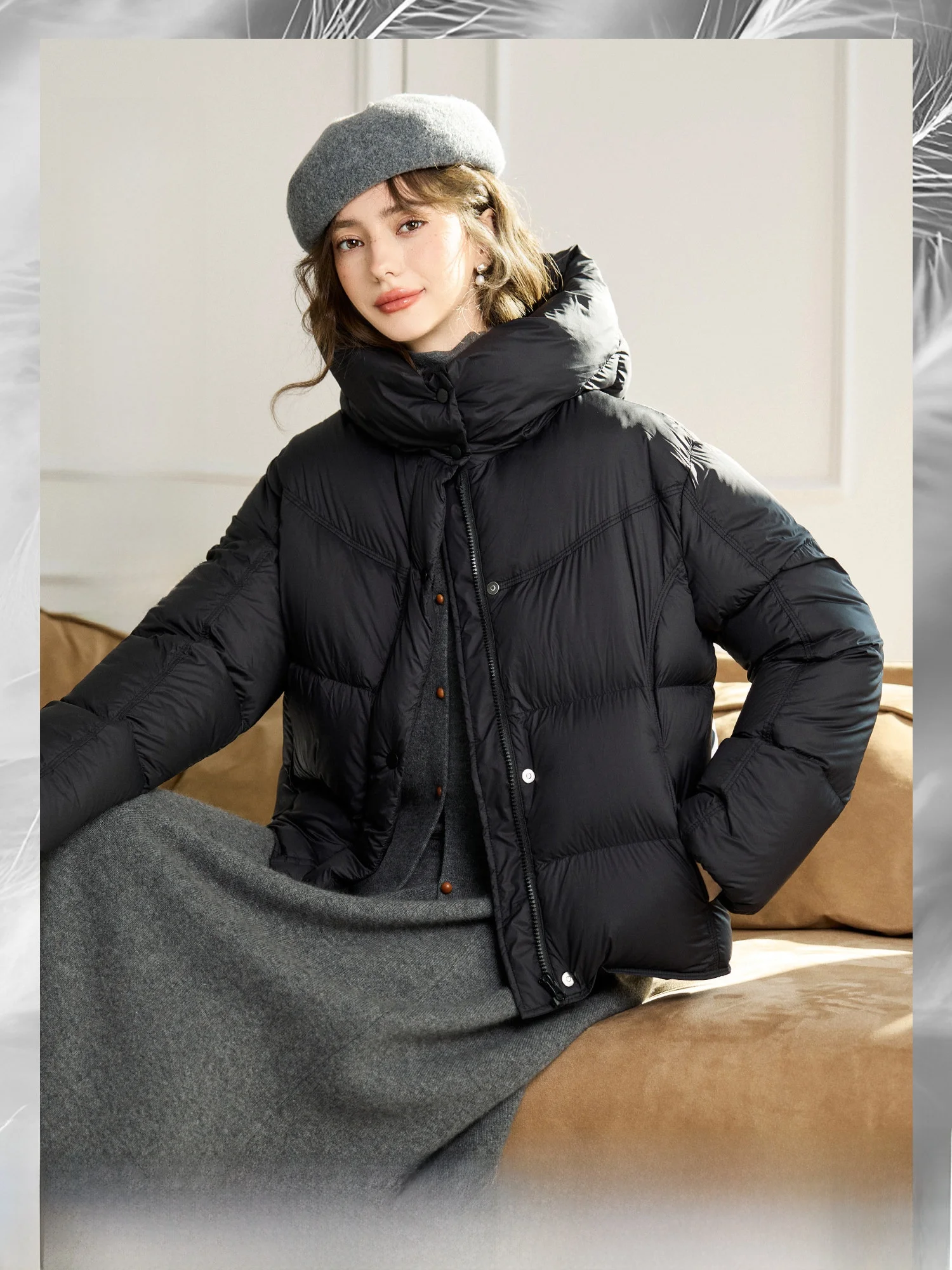 

Pumpkin Valley Warm Feather down Jacket Women's Thickened High Puff Duck down Coat Long And Short Styles Winter Outerwear