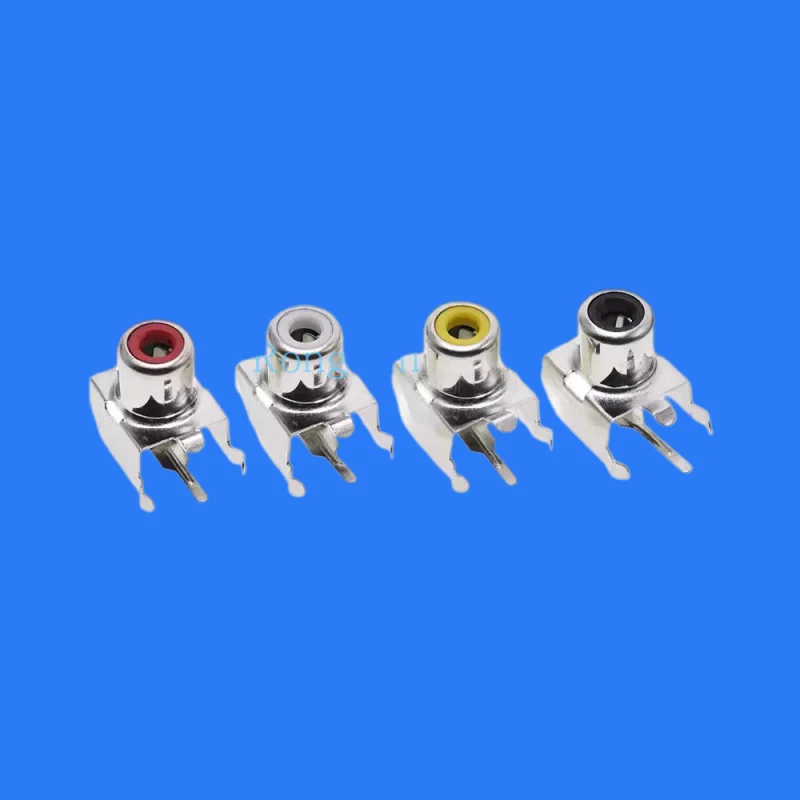 100pcs/ AV1-8.4-3A lotus seat AV concentric socket 4-pin RCA seat single hole PCB welding type audio and video mother seat