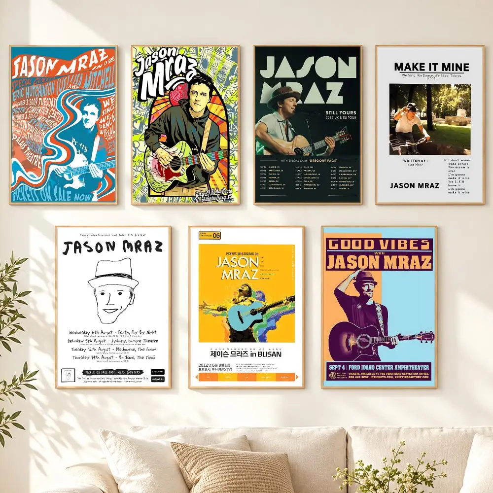 music Jason Mraz Poster Poster HD Printing Cozy Nordic Style for Home Decor for Living Room Bedroom Cafe Gift