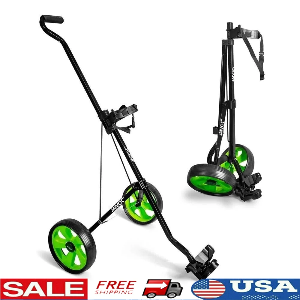 

Foldable Golf Pull Cart 2-Wheel Aluminum Lightweight Ergonomic Handle Adjustable Brakes Collapsible Storage Golf Accessory