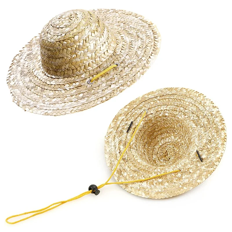 Fashion Pet Woven Straw Hat For Dog Sun Hat Sombrero For Small Dogs And Cats Beach Party Straw Costume Accessories To Act Cute