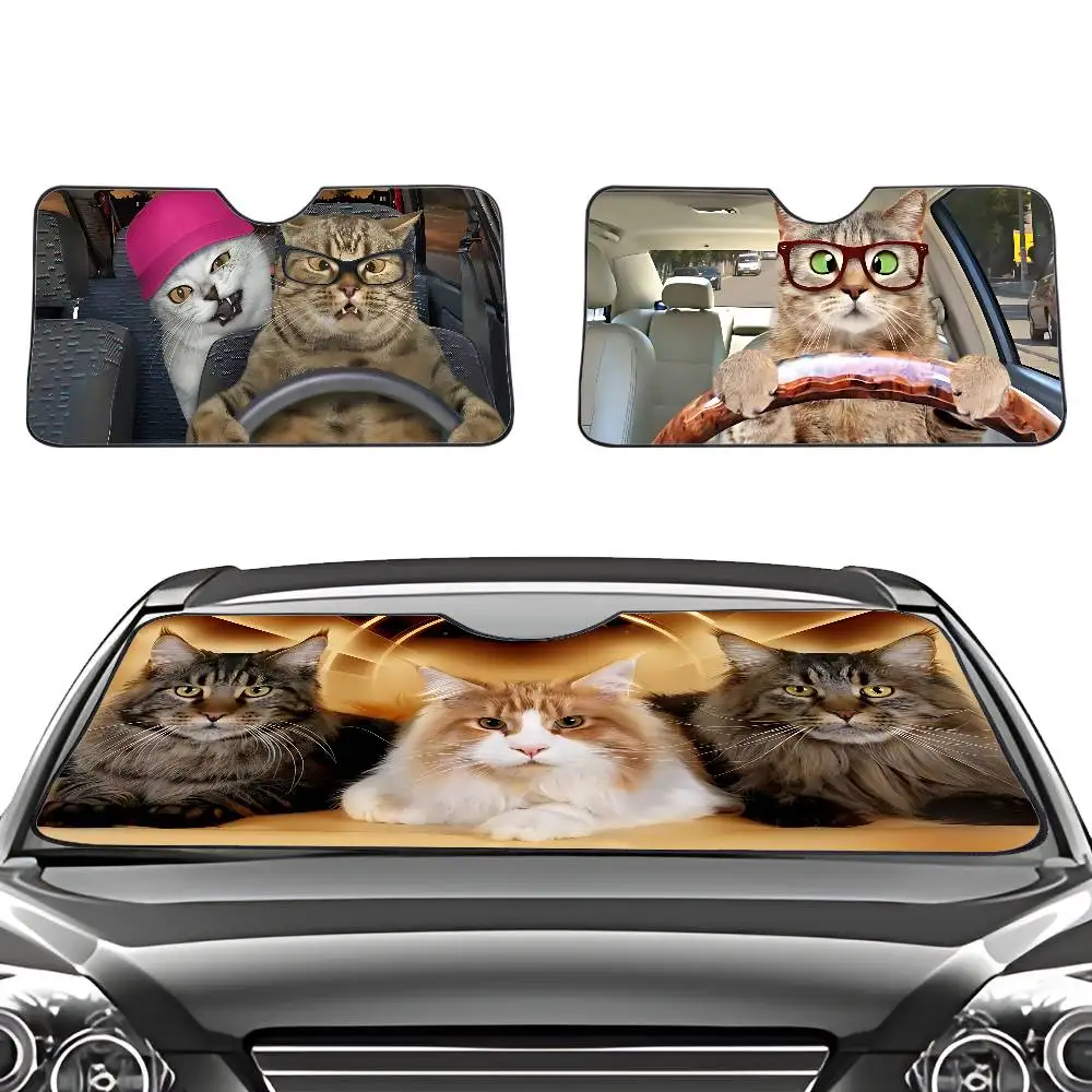 Cute Cat Car SunShade Windscreen Cover Shade Car SunShade UV Rays Car Sun Visor Protector