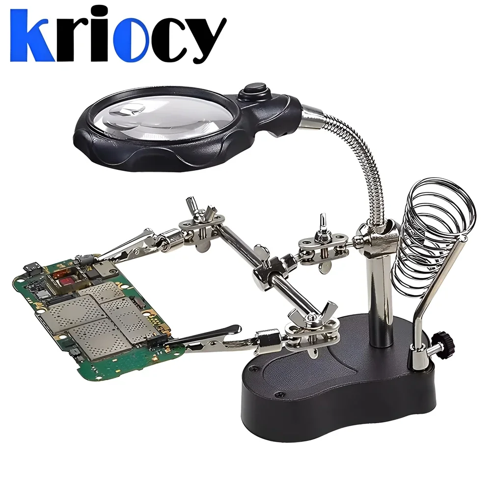 3.5X 12X Welding Auxiliary Clip Magnifier Electric Soldering Iron Circuit Board Welding Iron Magnifying Glass Bracket Tools