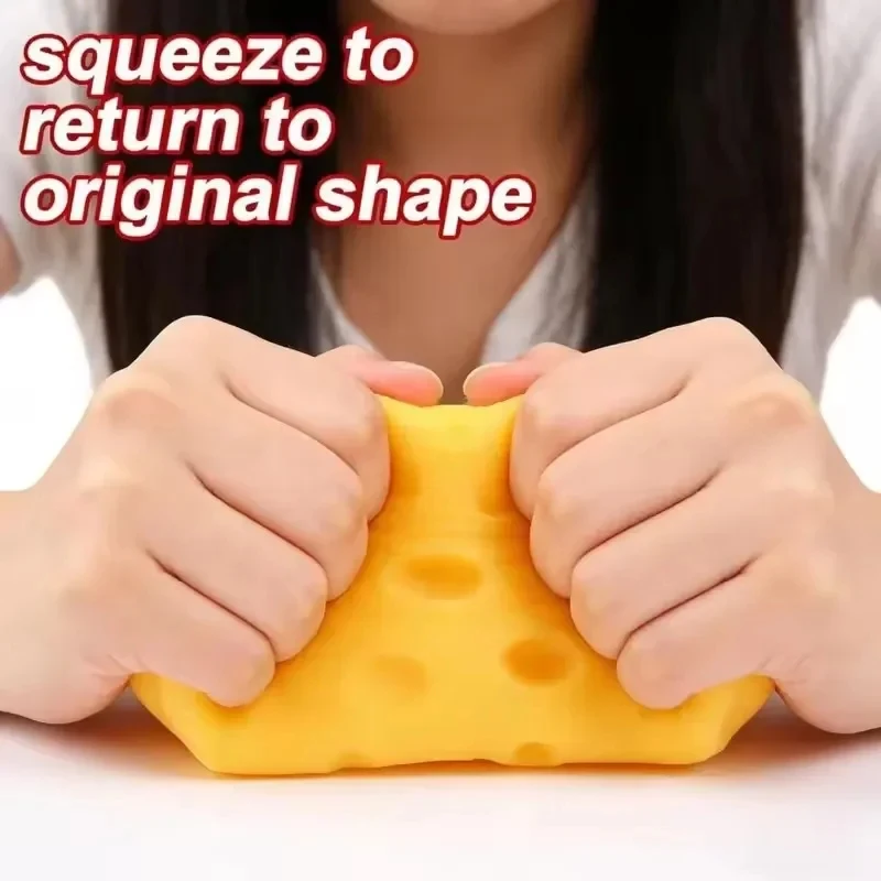 Brinquedo de Apertar Queijo 5CM, Tamanho Extra Grande, Brinquedo Sensorial Squishy de Queijo, Bola Moldável de Recuperação Lenta para Alívio do Estresse, Presente para Adultos, Novidade 2026