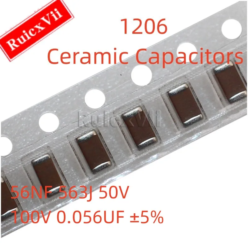 

(10 шт.) 1206 56NF 563J 50 в 100 в 0,056 мкФ ± 5% NPO COG 3216 SMD высокочастотные керамические конденсаторы