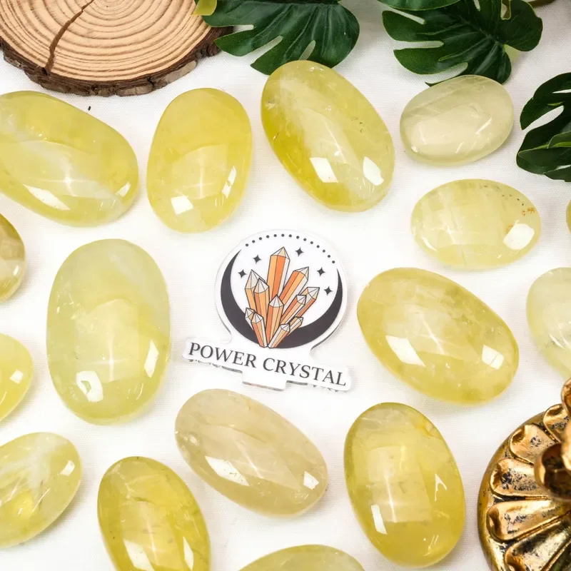 High Transparency Quartz Stone for Citrine Palm Stone Crafting and Polished Accessories Wholesale