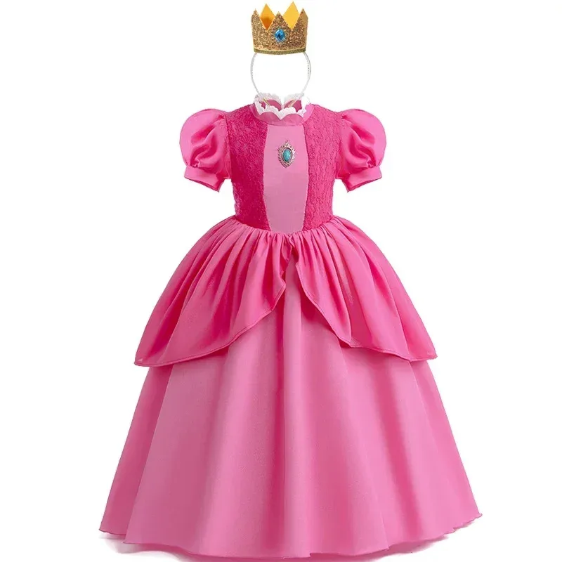 HAni 2025 princesa Peach disfraz de Cosplay para adultos niñas vestido elegante madre hija fiesta graduación ropa de Halloween para mujeres Dre ☆ ★ ww