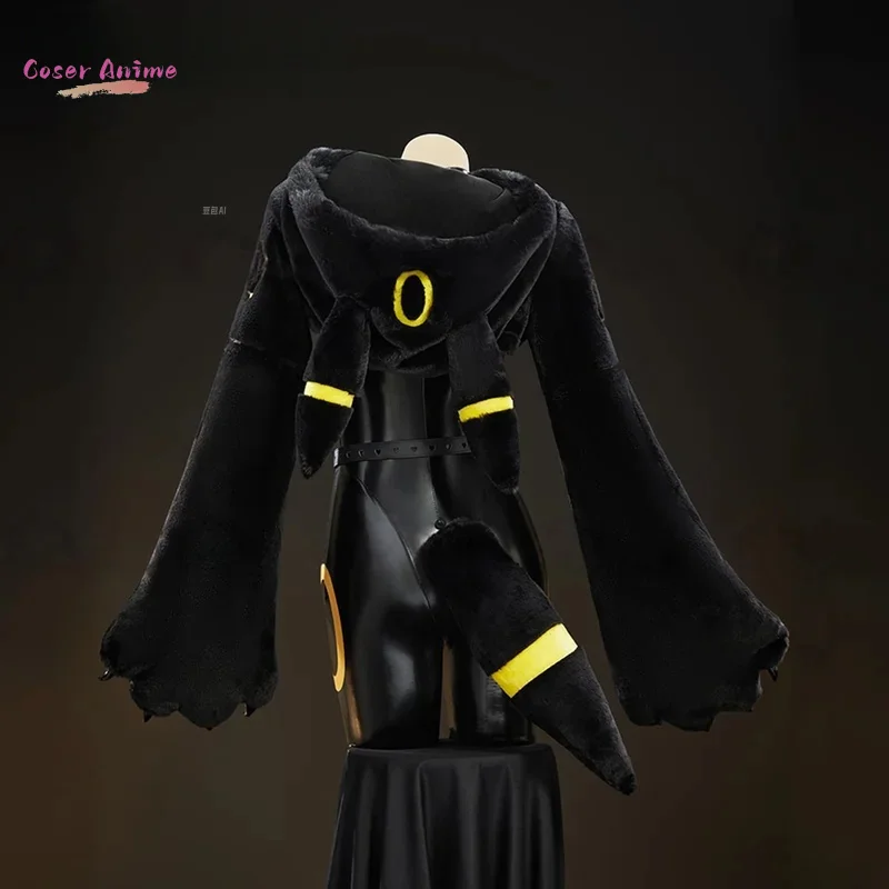 Umbreon Cosplay Costume Halloween Christmas Comic size S-XL Plus Size Game Poke mon Newly Black Jumpsuit leather jacket