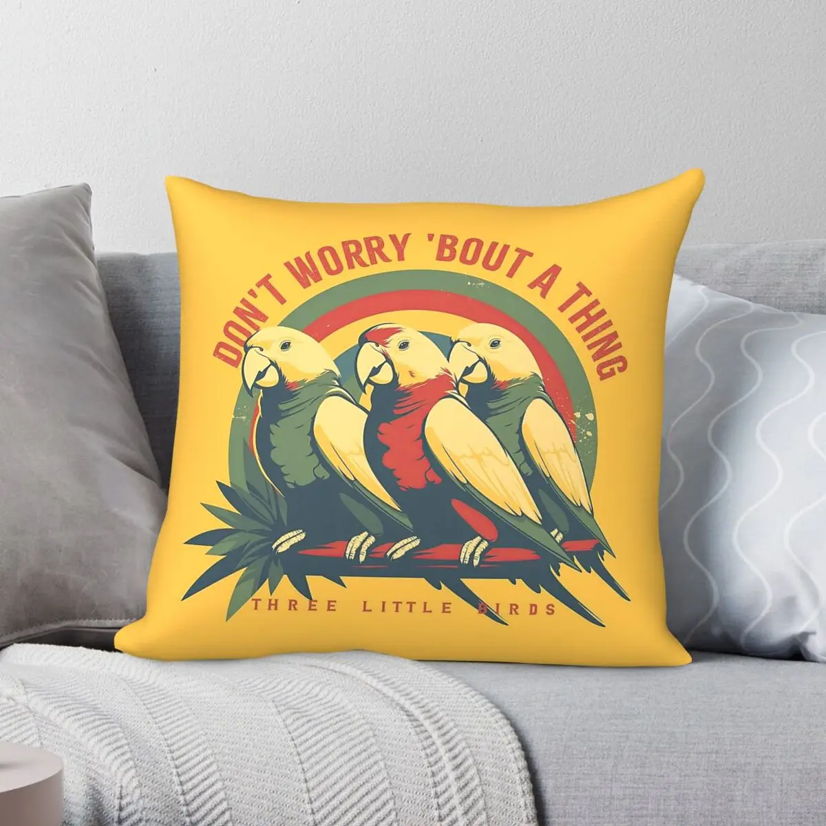 Bob Marley Three Little Birds Reggae Square Pillowcase Polyester Linen Velvet Printed Decor Pillow Case Car Cushion Cover 45x45