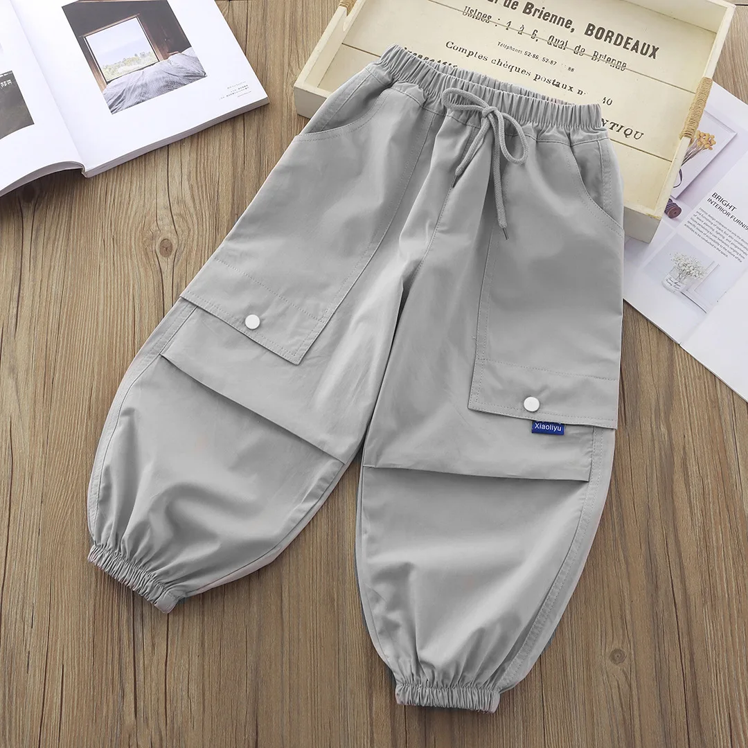 2026 Spring Clothes Fashionable Kids Cargo Joggers Elastic Ankle Pants Casual Trousers Light Breathable Summer Trendy Outfit