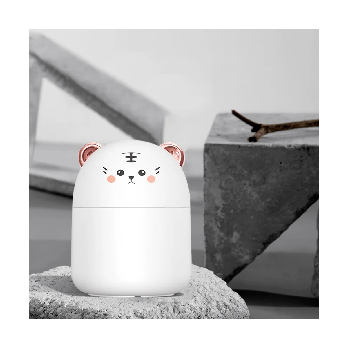 Mini humidificador de purificación de aire para mascotas, humidificador de aire enchufado para uso doméstico, luz de ambiente blanca, 250Ml