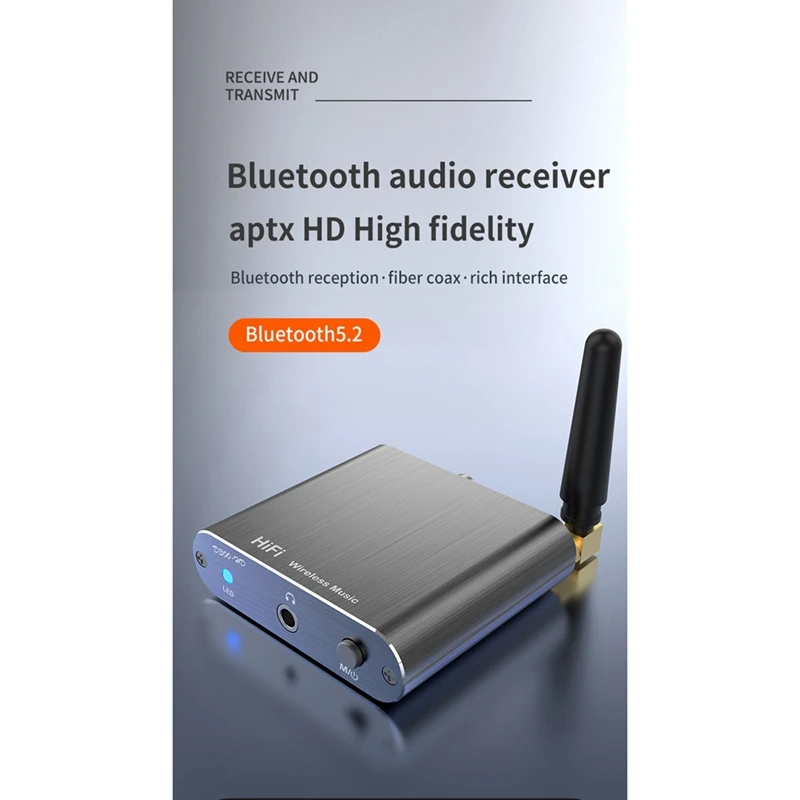 ●D300 Wireless Receiver -HD BT 5.2 HiFi Stereo Audio Adapter Support Coaxial Optical Fiber for Headphone TV Amplifier