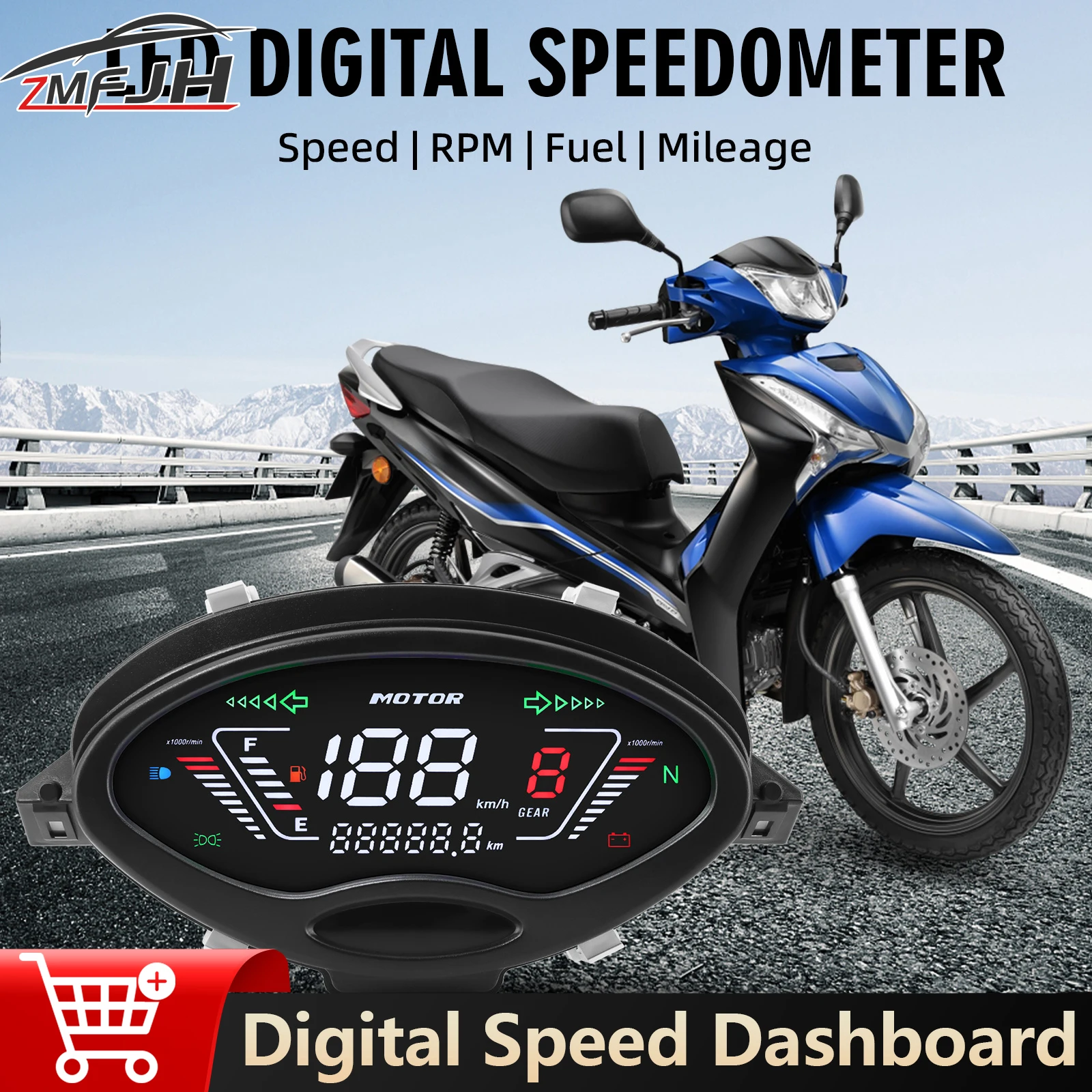 

Новый ﻿ Приборная панель двигателя, спидометр, обороты мотоцикла с указателем поворота, измеритель уровня топлива для Honda, WAVE125, электронная приборная панель