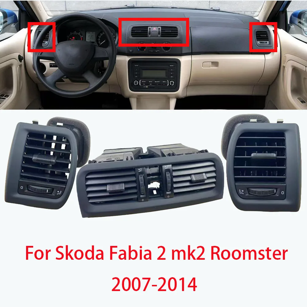 

Черный дефлектор воздуховода для Skoda Fabia 2 mk2 Roomster 2007-2010, центральная консоль, 5J0820951E, 5J0819701, 5J0819702