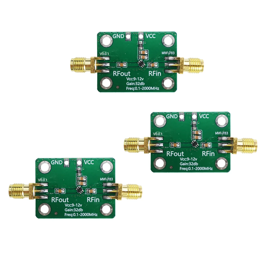 1Pcs / 3Pcs Gain of 30dB 0.1-2000MHz RF Wideband Amplifier with Low Noise Amplifier LNA Good Gain Flatness High Gain Consistency