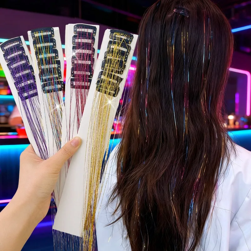 Заколка для парика BB набор из 12 шт. с вспышкой, подвесная краска для ушей, музыкальный фестиваль, лазерная цветная заколка для концертов, краска для волос