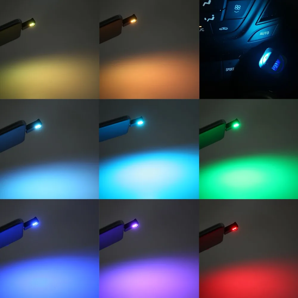 New 8 Colors USB Ambient Light Brightness Adjustable LED Powered RGB Car Light Colorful Type C Powered LED Atmosphere Lamp
