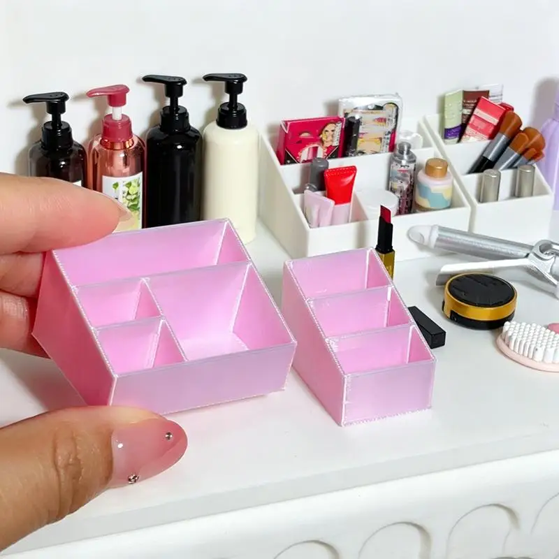 【M】Miniature Plastic Divided Makeup Storage Box Ornament 1/12 Dollhouse Scene Decor Model Toy Mini Layout Photo Shooting Props