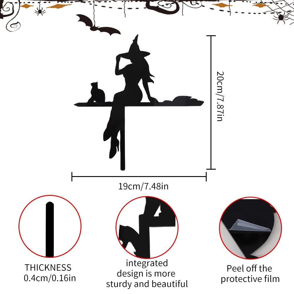 

Acrylic Halloween Black Cat Witch Corner Sign Dark Spooky Door Decor For Indoor and Outdoor Use Home Bar Ambiance Decoration
