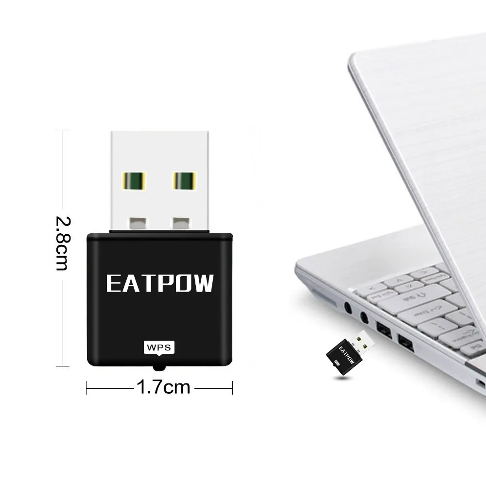 EATPOW-tarjeta de red Mini, adaptador inalámbrico USB Wifi 802.11N 300Mbps, receptor Dongle USB 2,0 para ordenador de escritorio, portátil, Windows y MAC