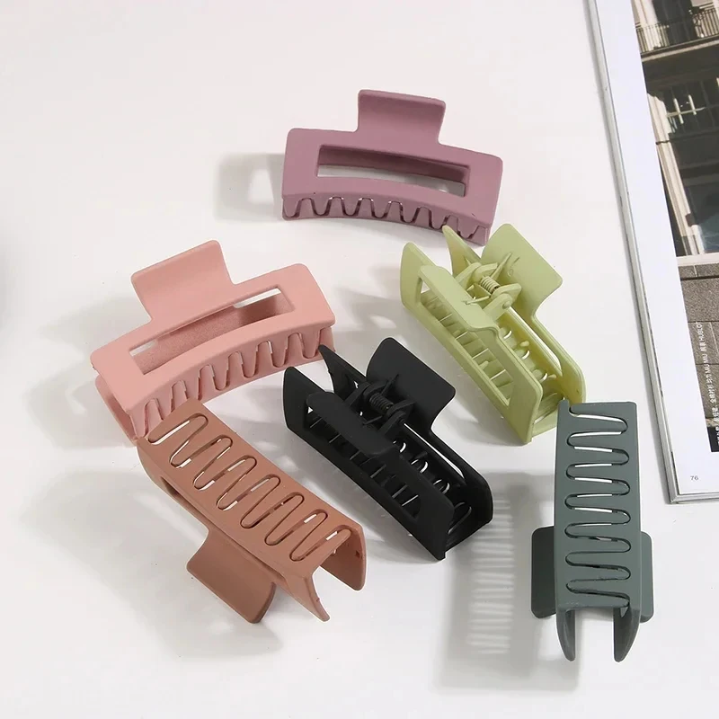 1/2/3pcs Large Square Matte Hair Claw Clip Non Slip Solid Color Shark Hair Clip For Women Girls Hair Accessories