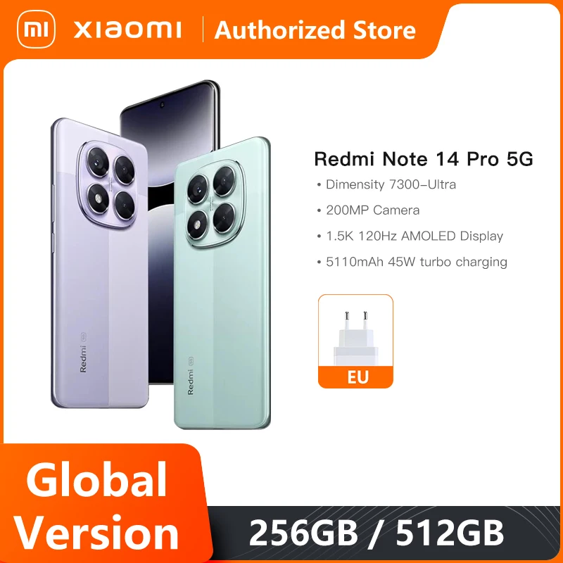 【セール中】新しい Redmi Note 14 Pro 5G グローバル バージョン スマートフォン 寸法 7300-Ultra NFC 200MP カメラ 1.5K 120Hz AMOLED ディスプレイ