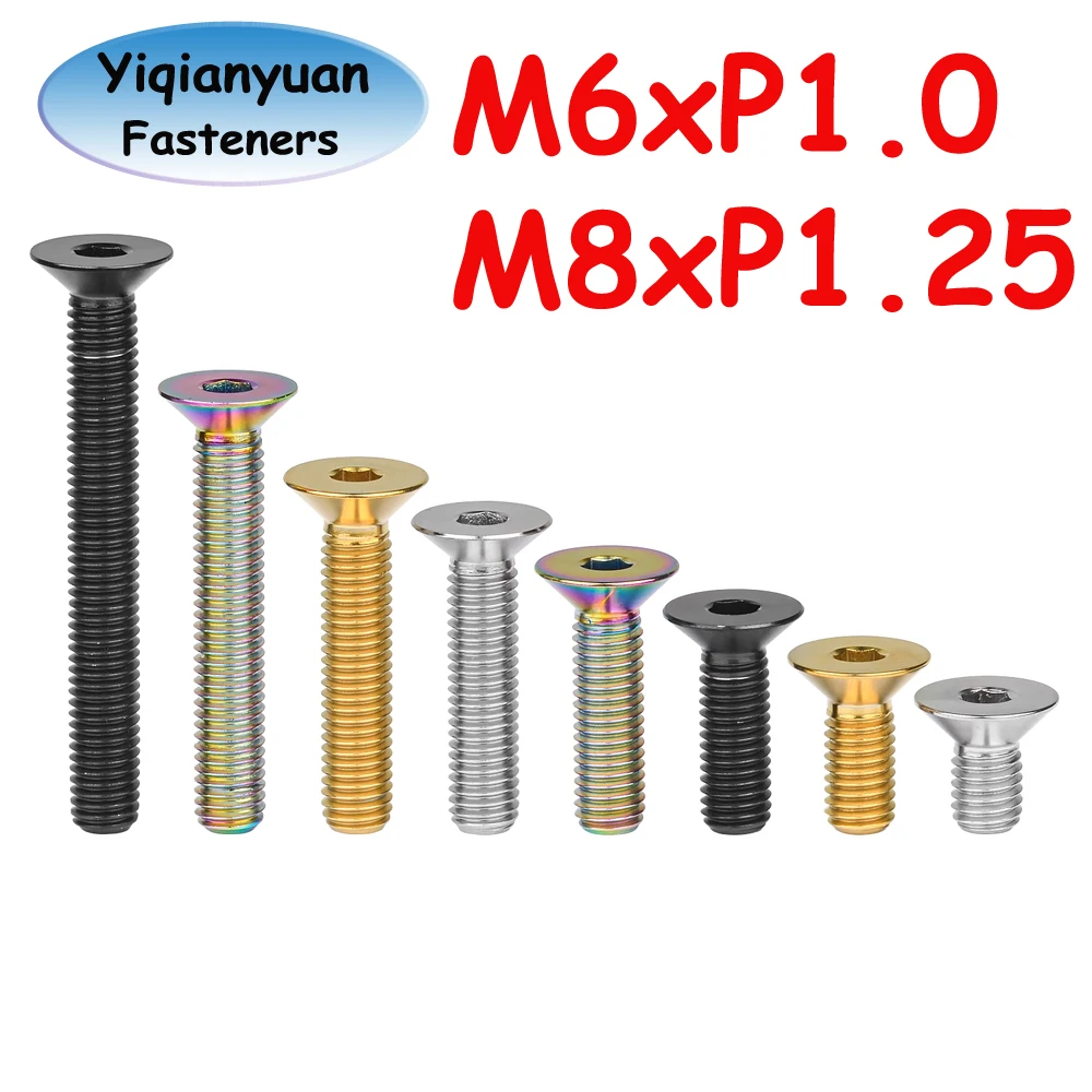 Yiqianyuan Titanium Alloy Hex Socket Countersunk Head Screws M6 M8 DIN7991 for RC Parts Bicycle Fittings Motor Accessories